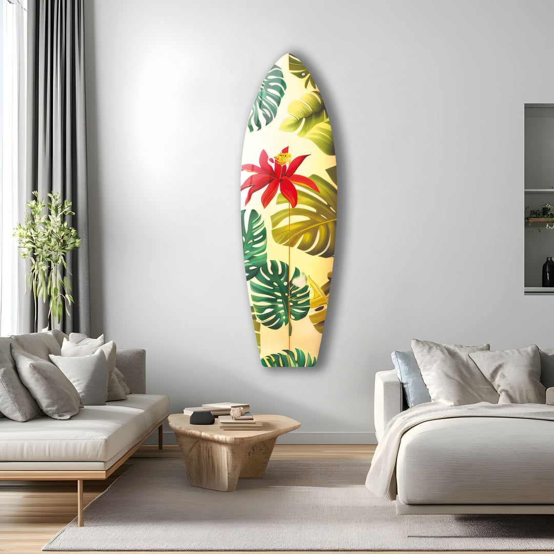 Tropische Blumen Surfbrett Wandkunst