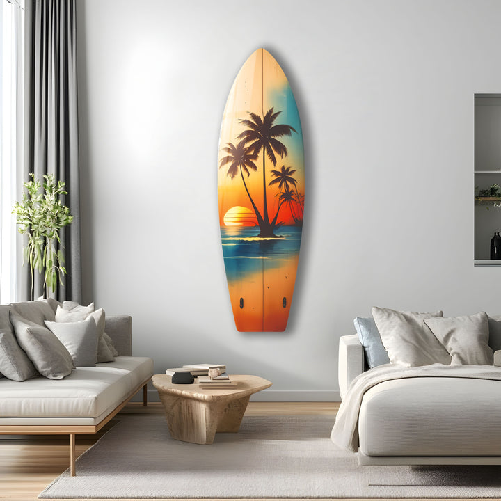 Vintage Palme Surfbrett Wandkunst