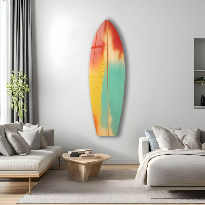 Grün-rote abstrakte Surfbrett-Wandkunst