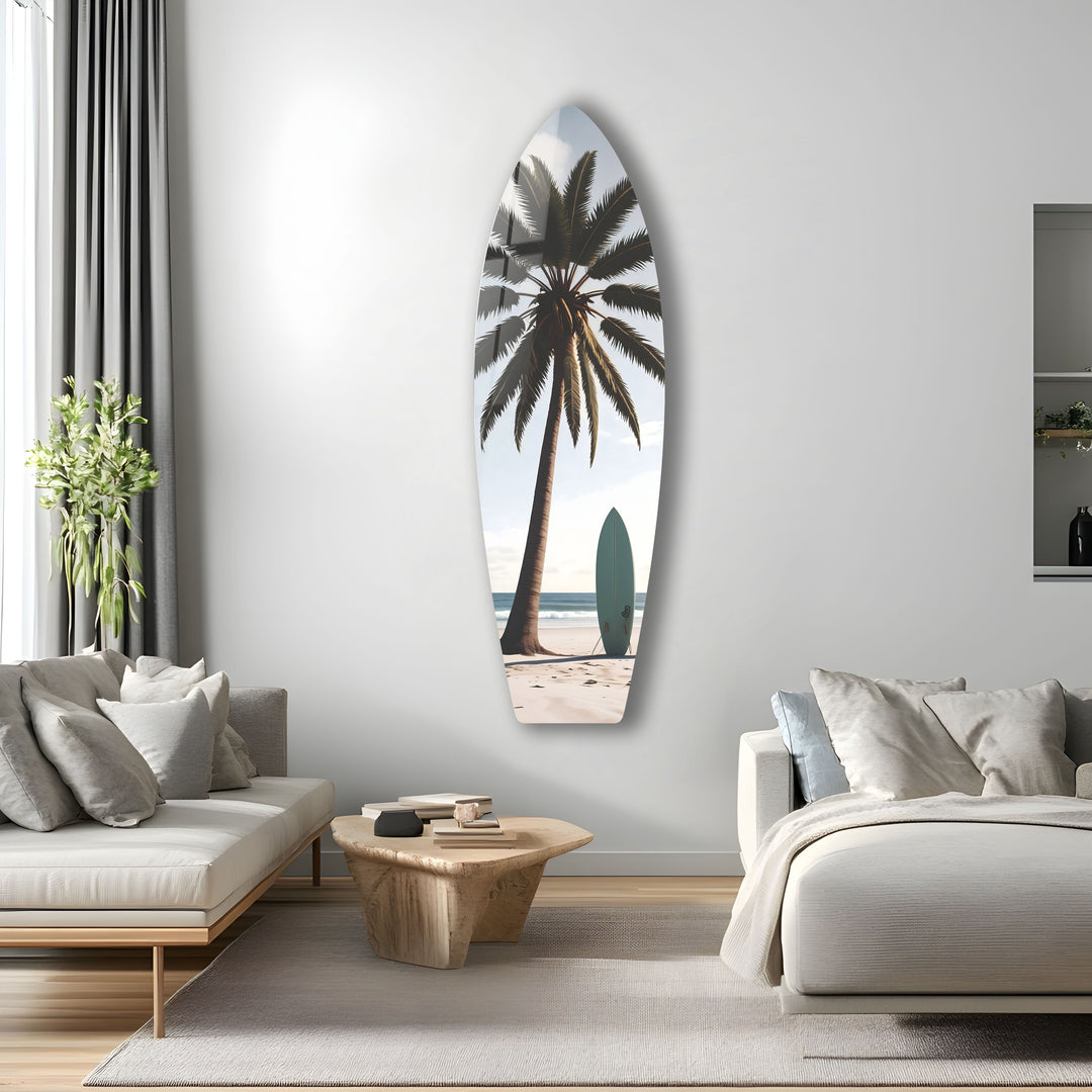 Wandkunst mit Palmen-Surfbrett