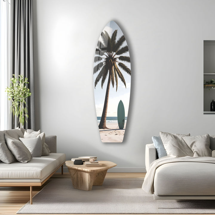 Wandkunst mit Palmen-Surfbrett