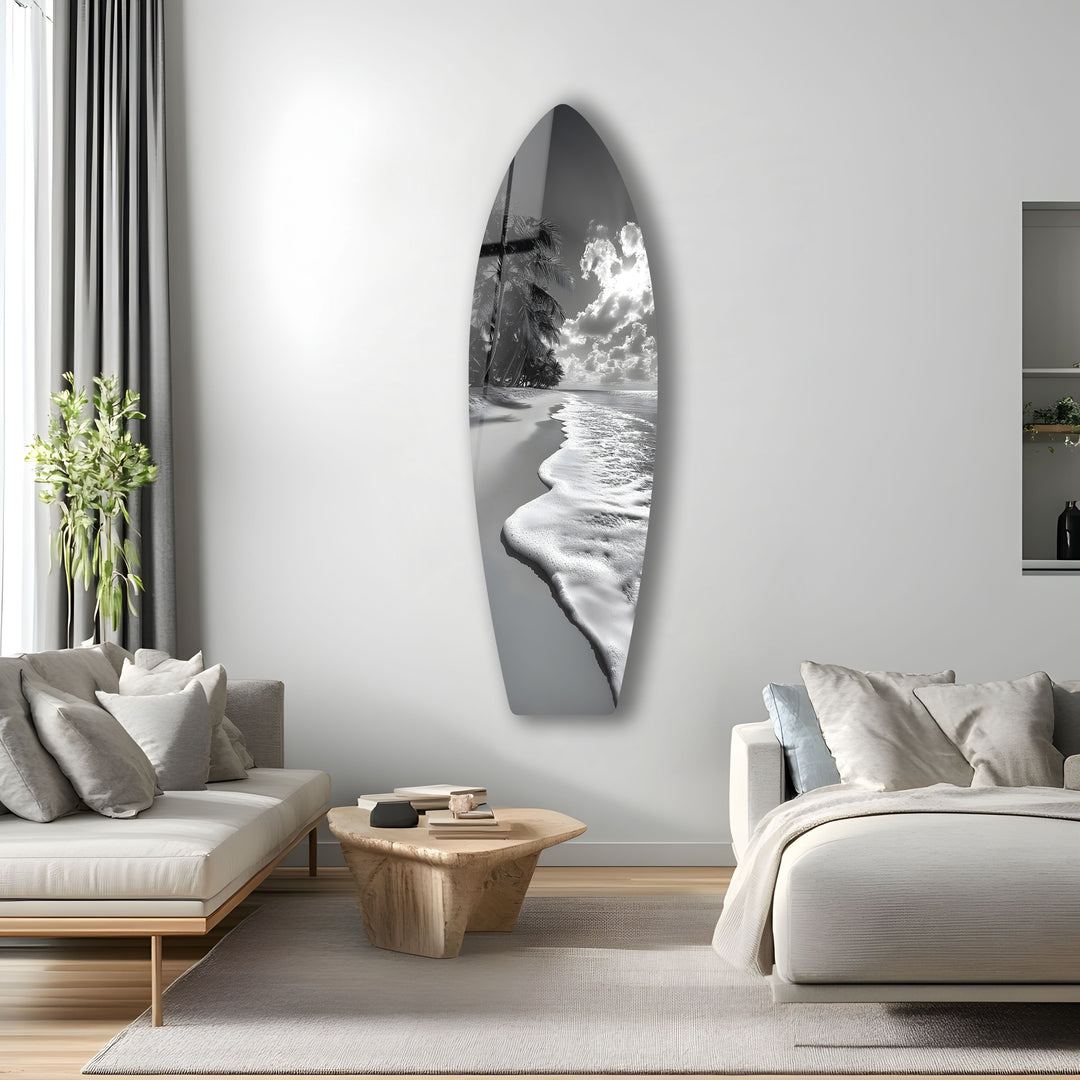 Monochrome Paradise Surfboard Wandkunst 
