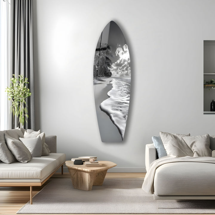 Monochrome Paradise Surfboard Wandkunst 