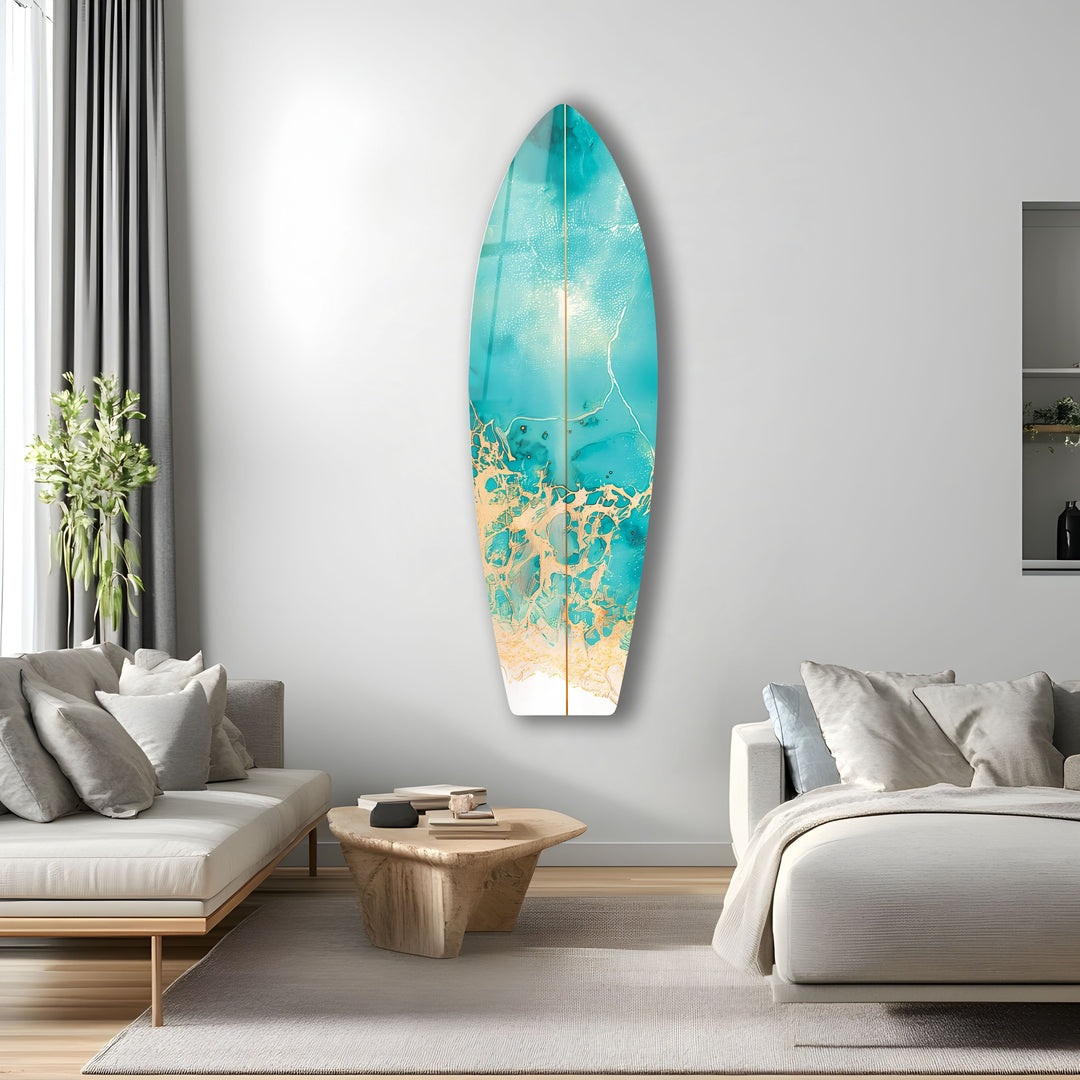 Abstrakte Meereswellen-Surfbrett-Wandkunst