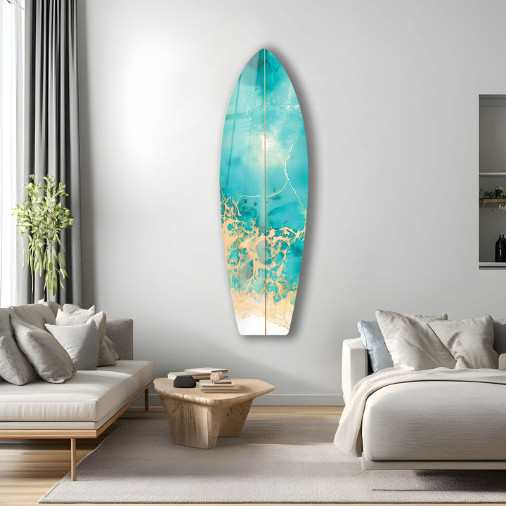 Abstrakte Meereswellen-Surfbrett-Wandkunst