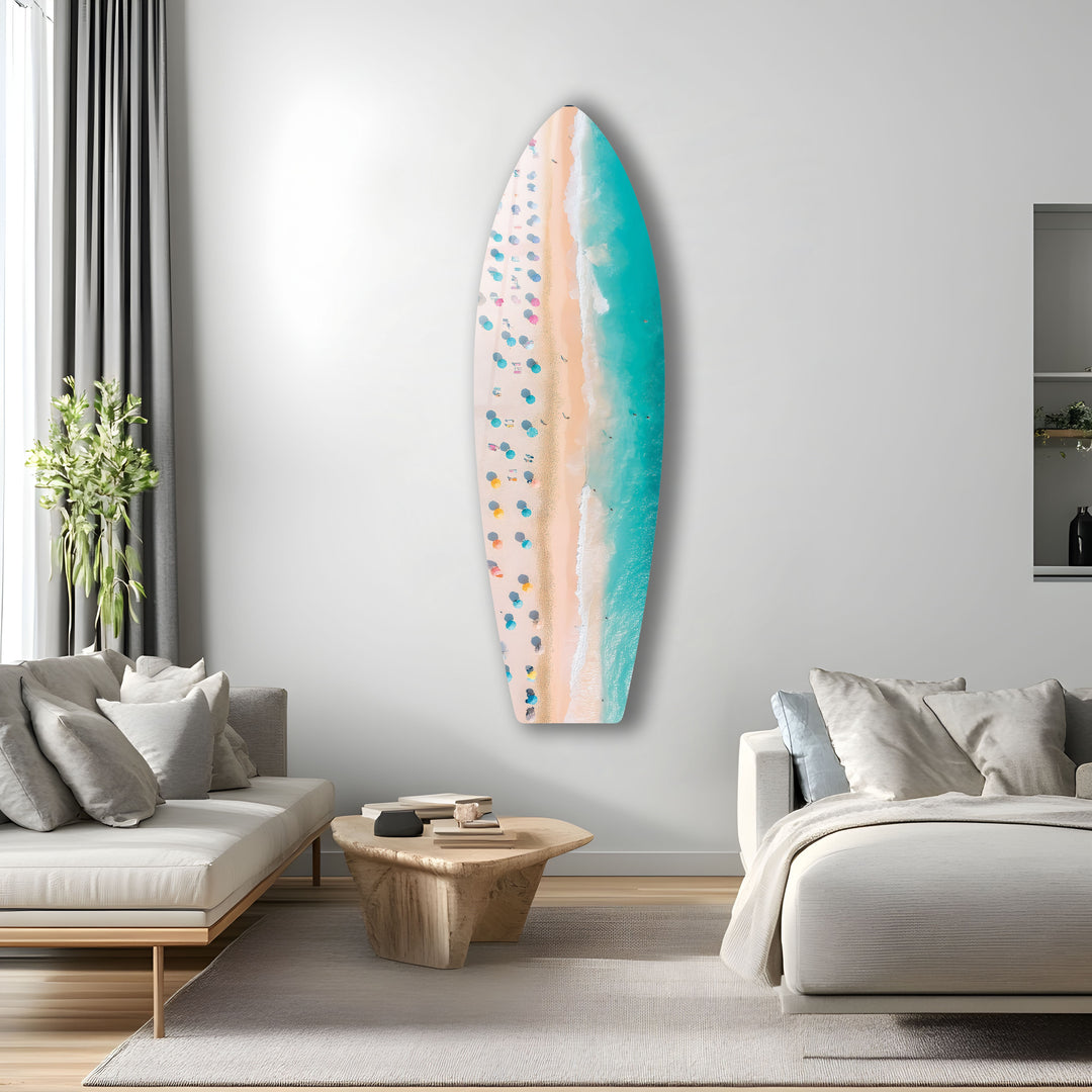 Strand &amp; Sonnenliege Surfbrett Wandkunst 