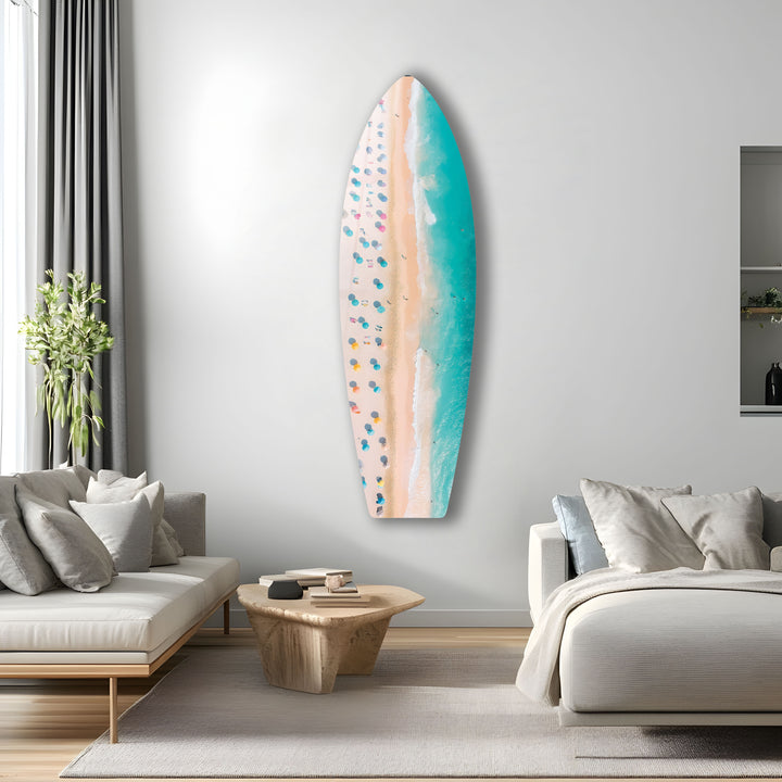 Strand &amp; Sonnenliege Surfbrett Wandkunst 