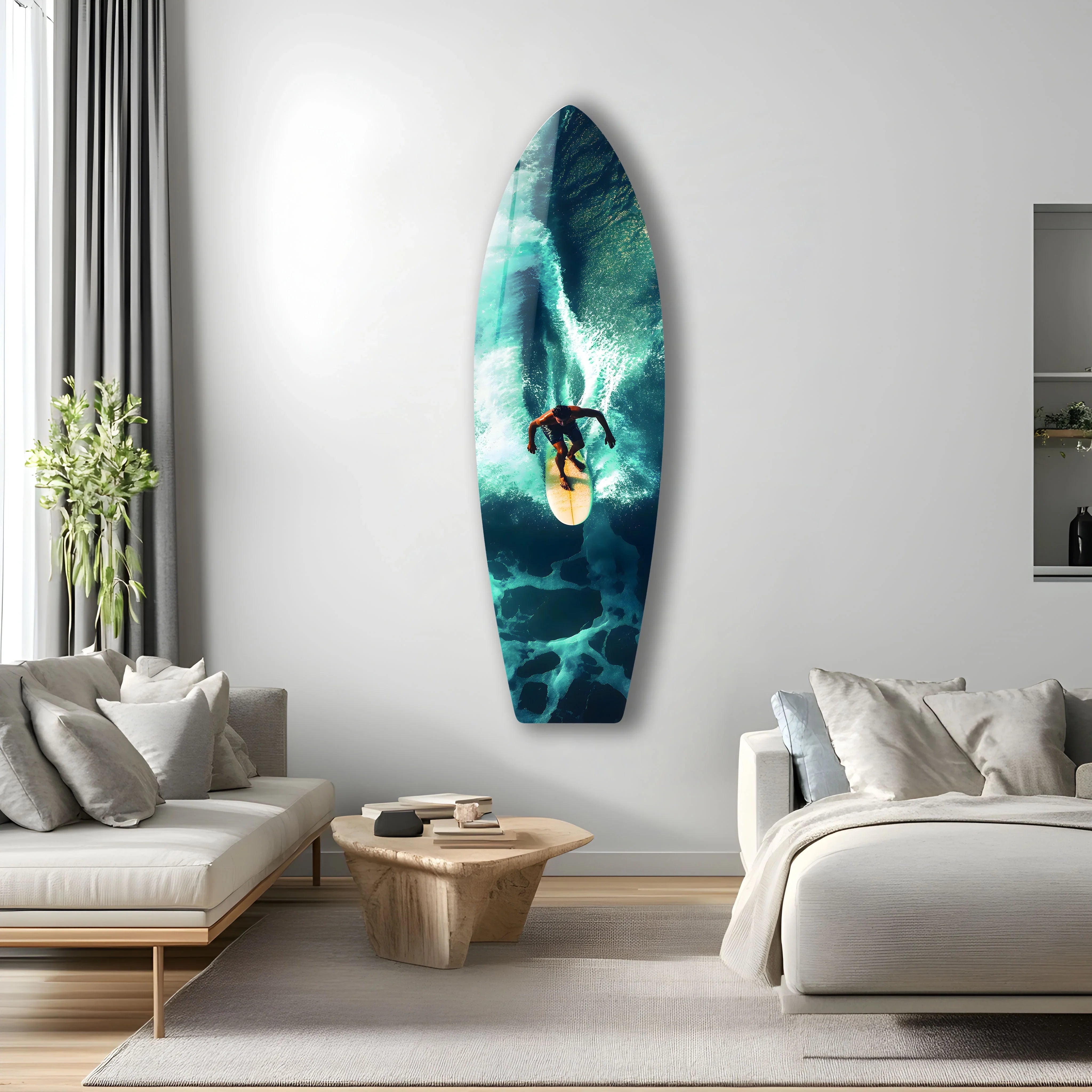 Surfing Waves Glass Wall Art | Ocean-Inspired Decor for Adventure