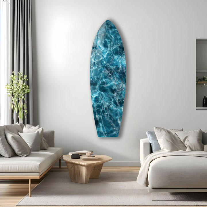 Deep Blue Waters Surfbrett Wandkunst 