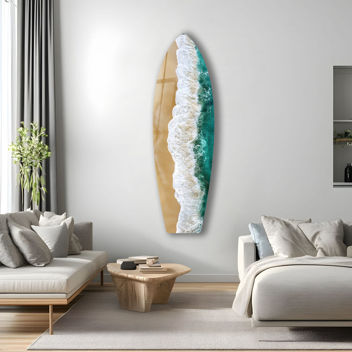 Golden Shore Surfbrett Wandkunst 