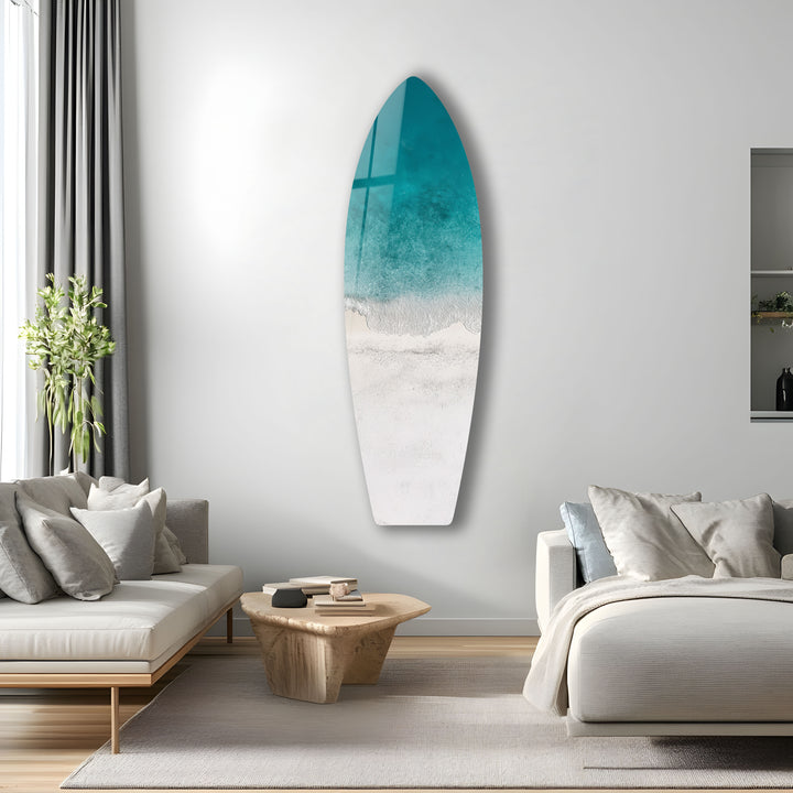Azure Shoreline Surfbrett-Wandkunst 