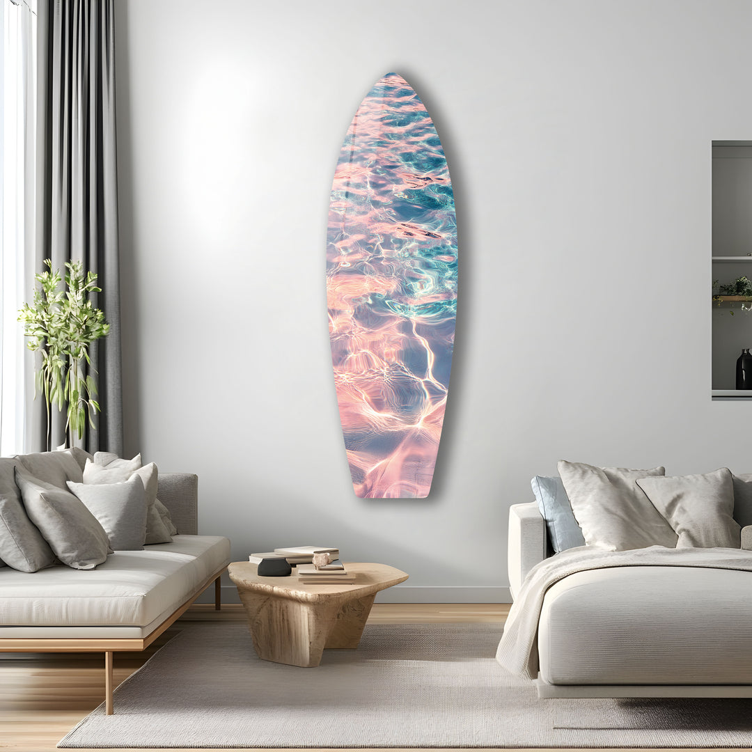 Sonnenuntergang Reflexionen Surfbrett Wandkunst 