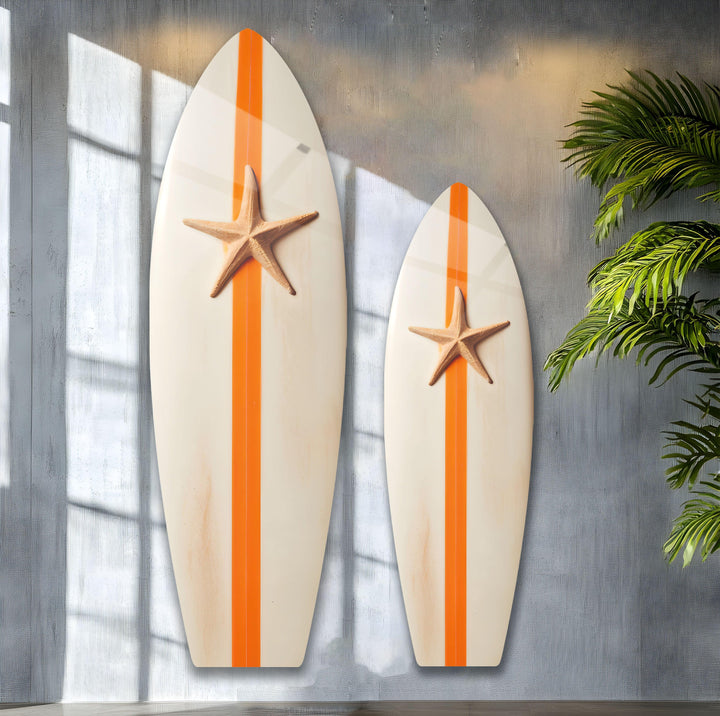 Strand, Seestern, Surfbrett, Wandkunst