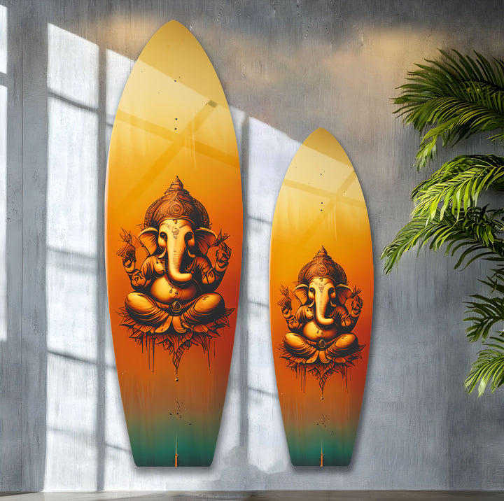Orange Buddha Surfboard Wall Art