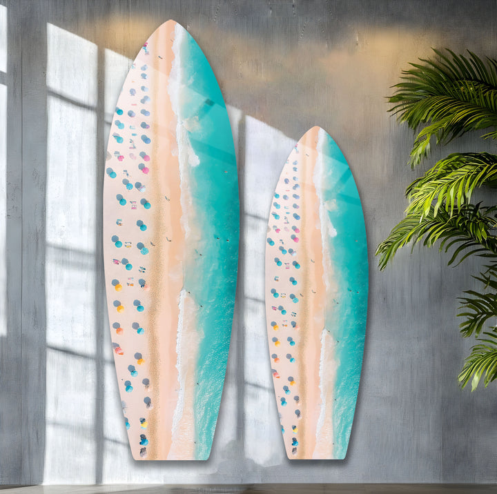 Strand &amp; Sonnenliege Surfbrett Wandkunst 