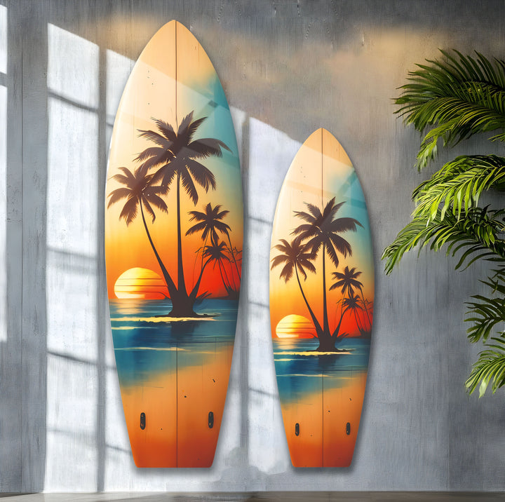 Vintage Palme Surfbrett Wandkunst