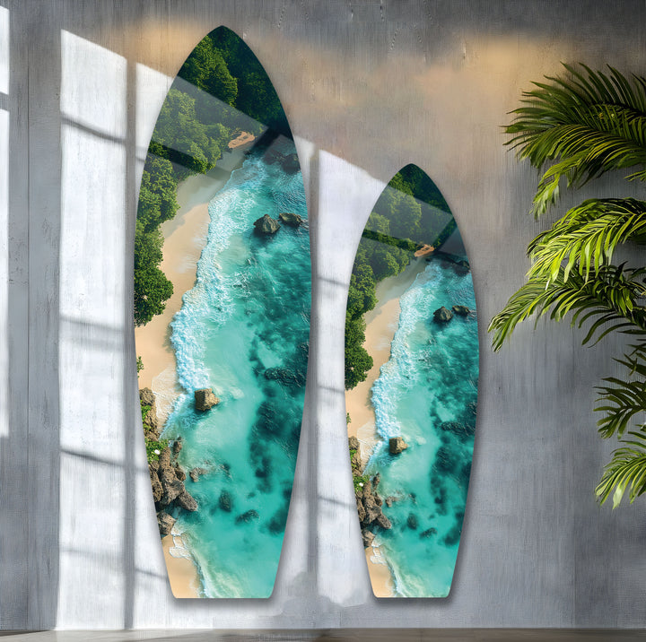Emerald Cove Surfbrett Wandkunst 