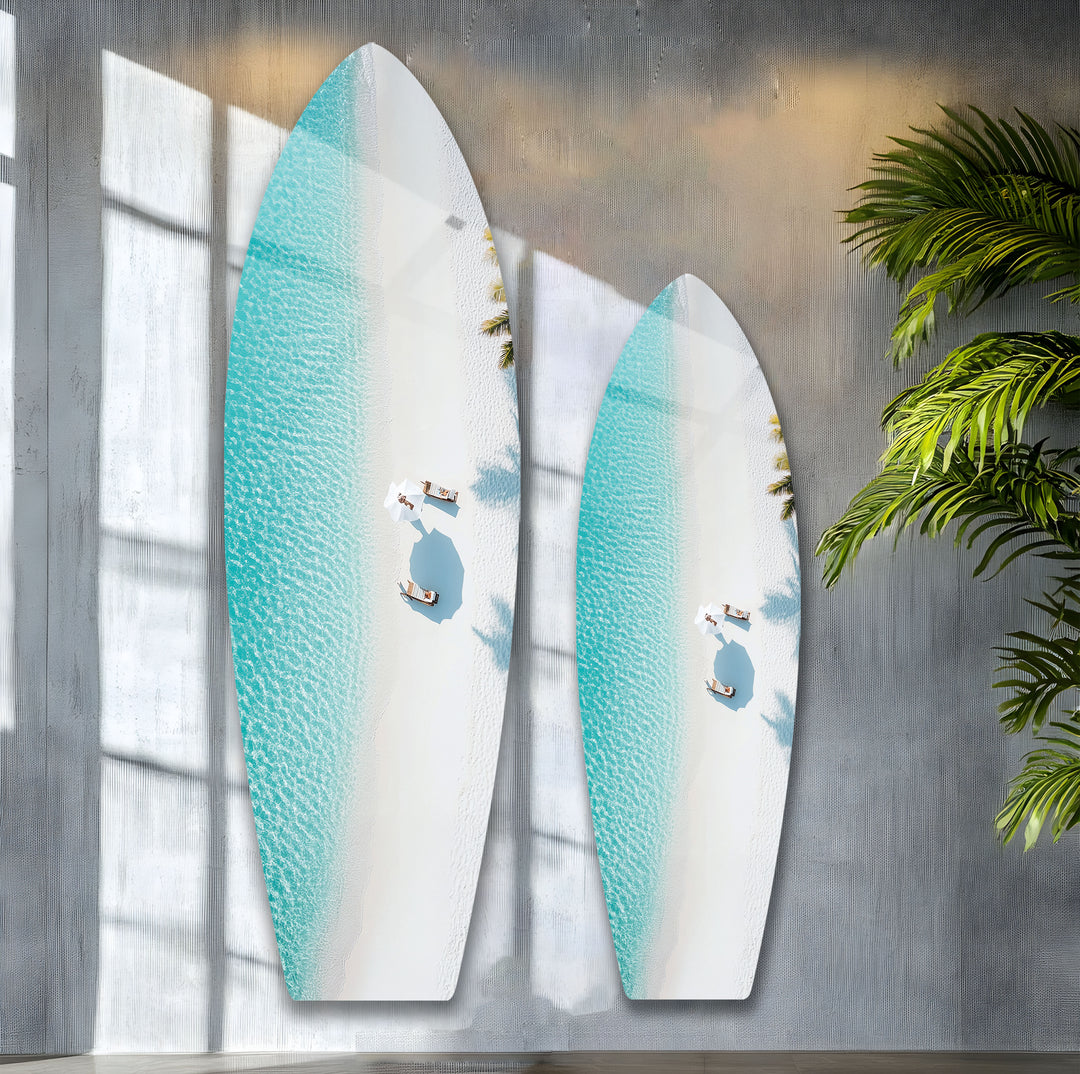 Tropical Serenity Surfbrett Wandkunst 