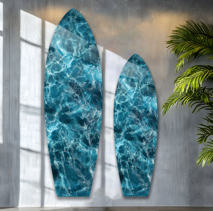 Deep Blue Waters Surfbrett Wandkunst 