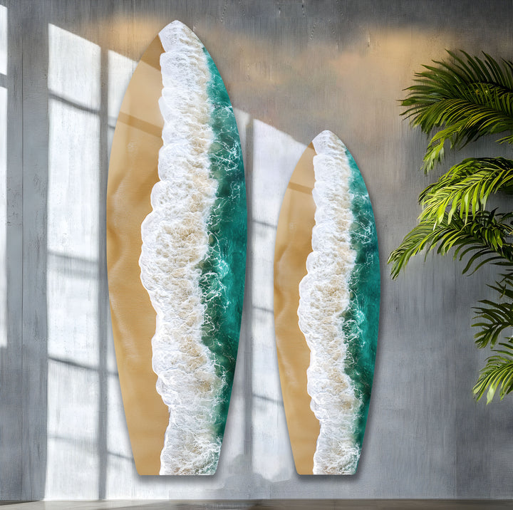 Golden Shore Surfbrett Wandkunst 