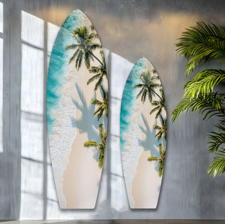 Tropisches Strandparadies Surfbrett Wandkunst 