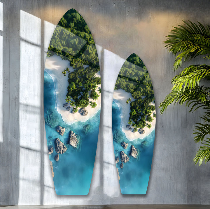Tropisches Paradies Surfbrett Wandkunst 