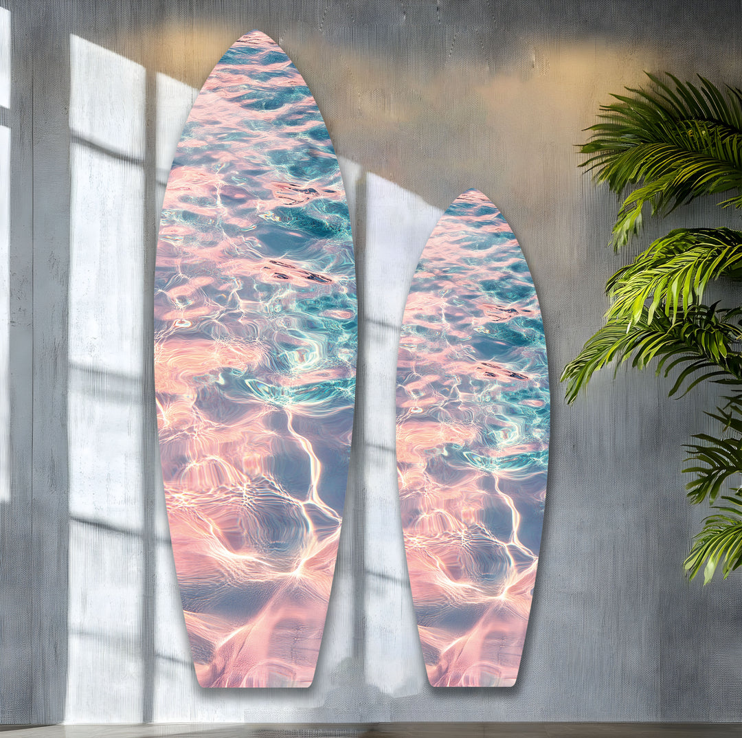 Sonnenuntergang Reflexionen Surfbrett Wandkunst 