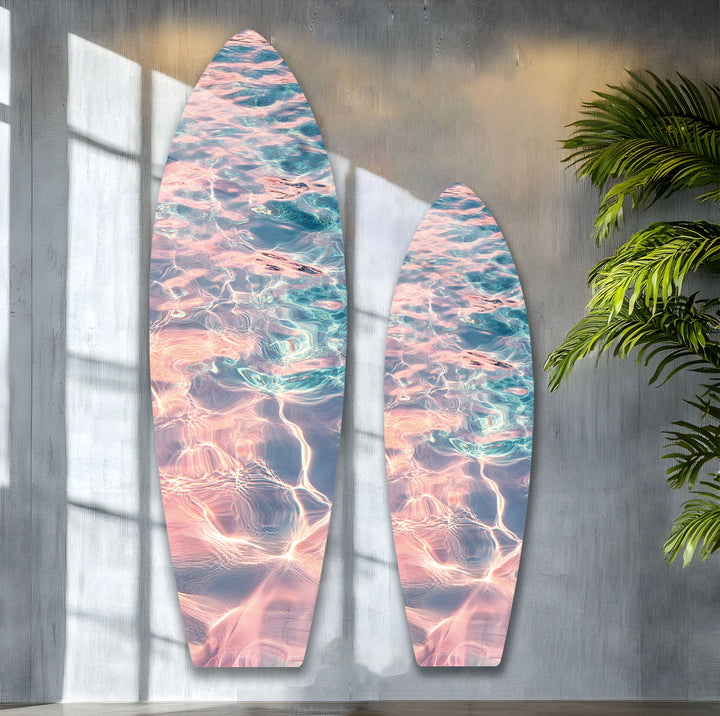 Sonnenuntergang Reflexionen Surfbrett Wandkunst 