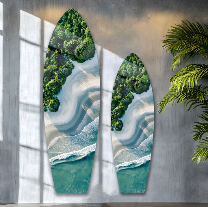 Coastal Bliss Surfbrett-Wandkunst 