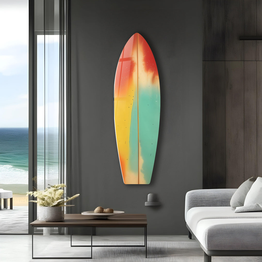 Grün-rote abstrakte Surfbrett-Wandkunst