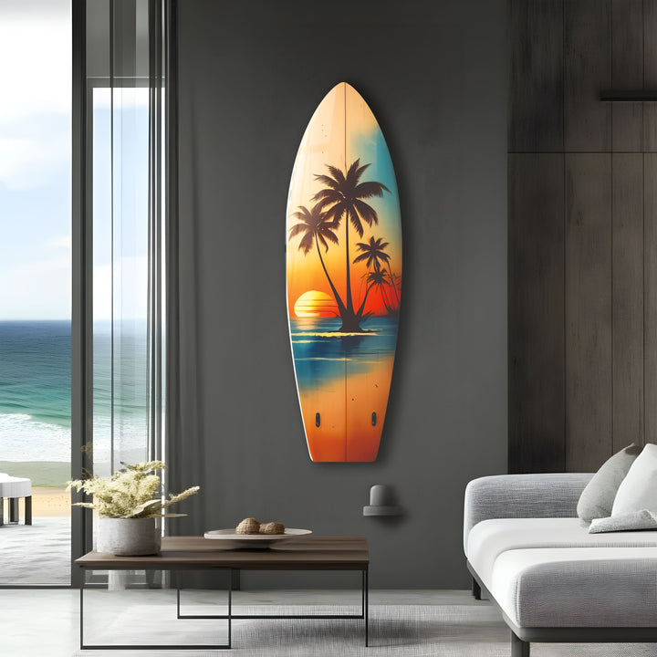 Vintage Palme Surfbrett Wandkunst