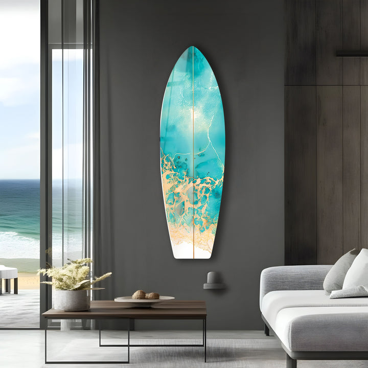 Abstrakte Meereswellen-Surfbrett-Wandkunst