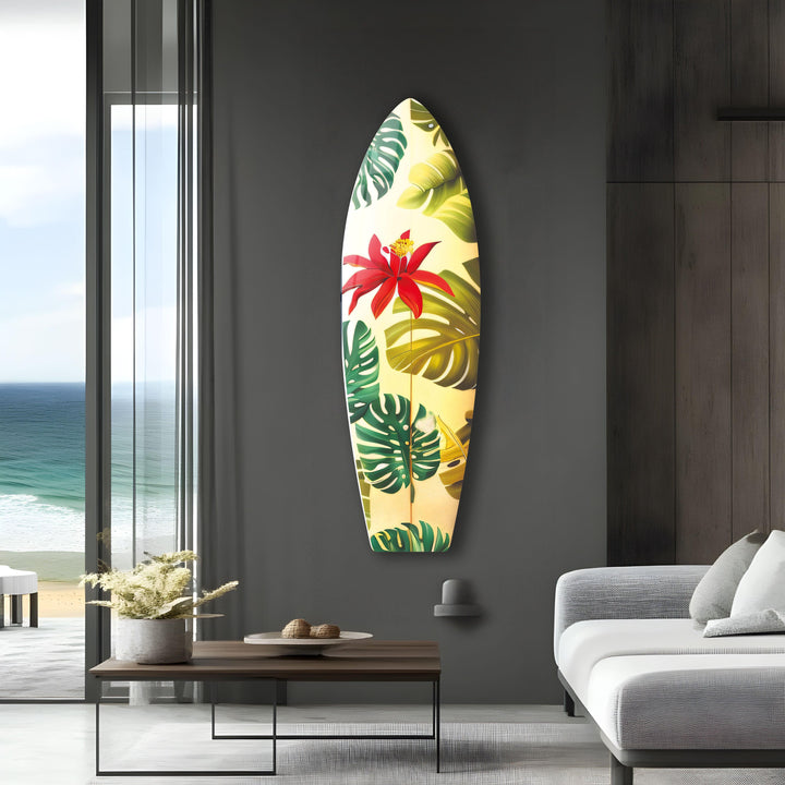 Tropische Blumen Surfbrett Wandkunst