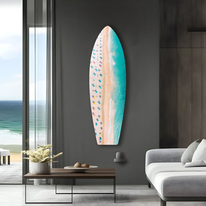 Strand &amp; Sonnenliege Surfbrett Wandkunst 