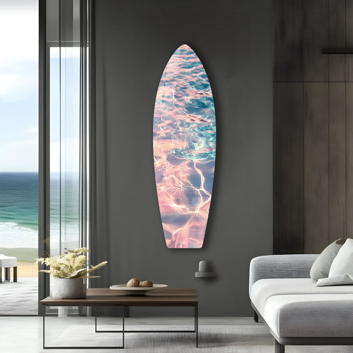 Sonnenuntergang Reflexionen Surfbrett Wandkunst 
