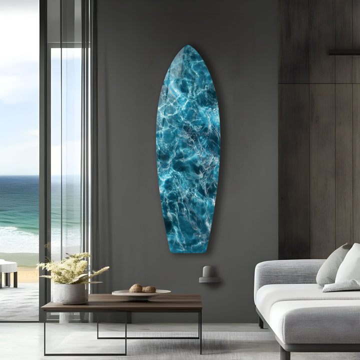 Deep Blue Waters Surfbrett Wandkunst 
