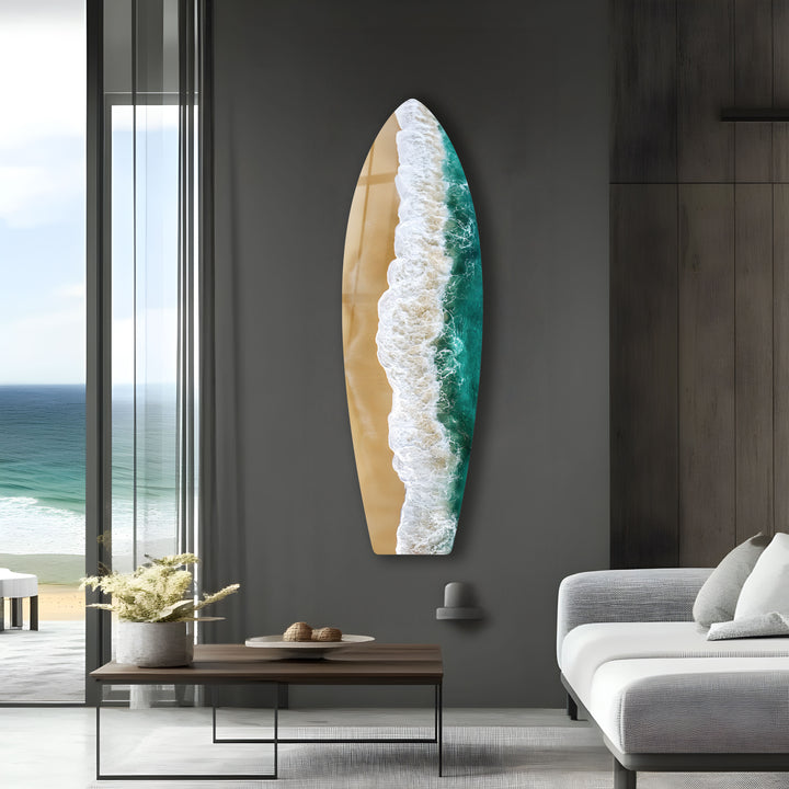 Golden Shore Surfbrett Wandkunst 