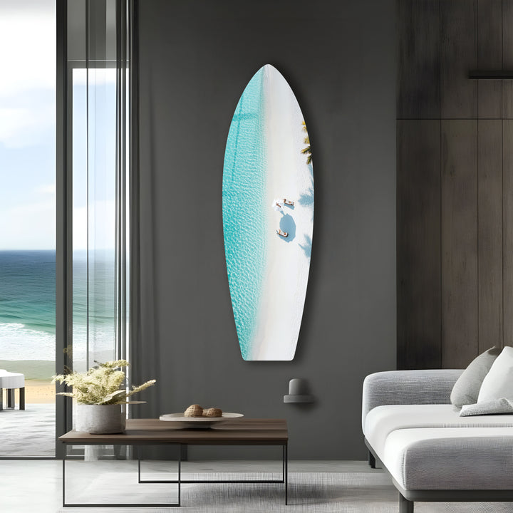 Tropical Serenity Surfbrett Wandkunst 