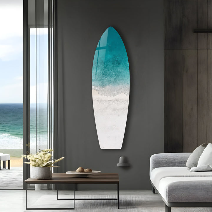 Azure Shoreline Surfbrett-Wandkunst 