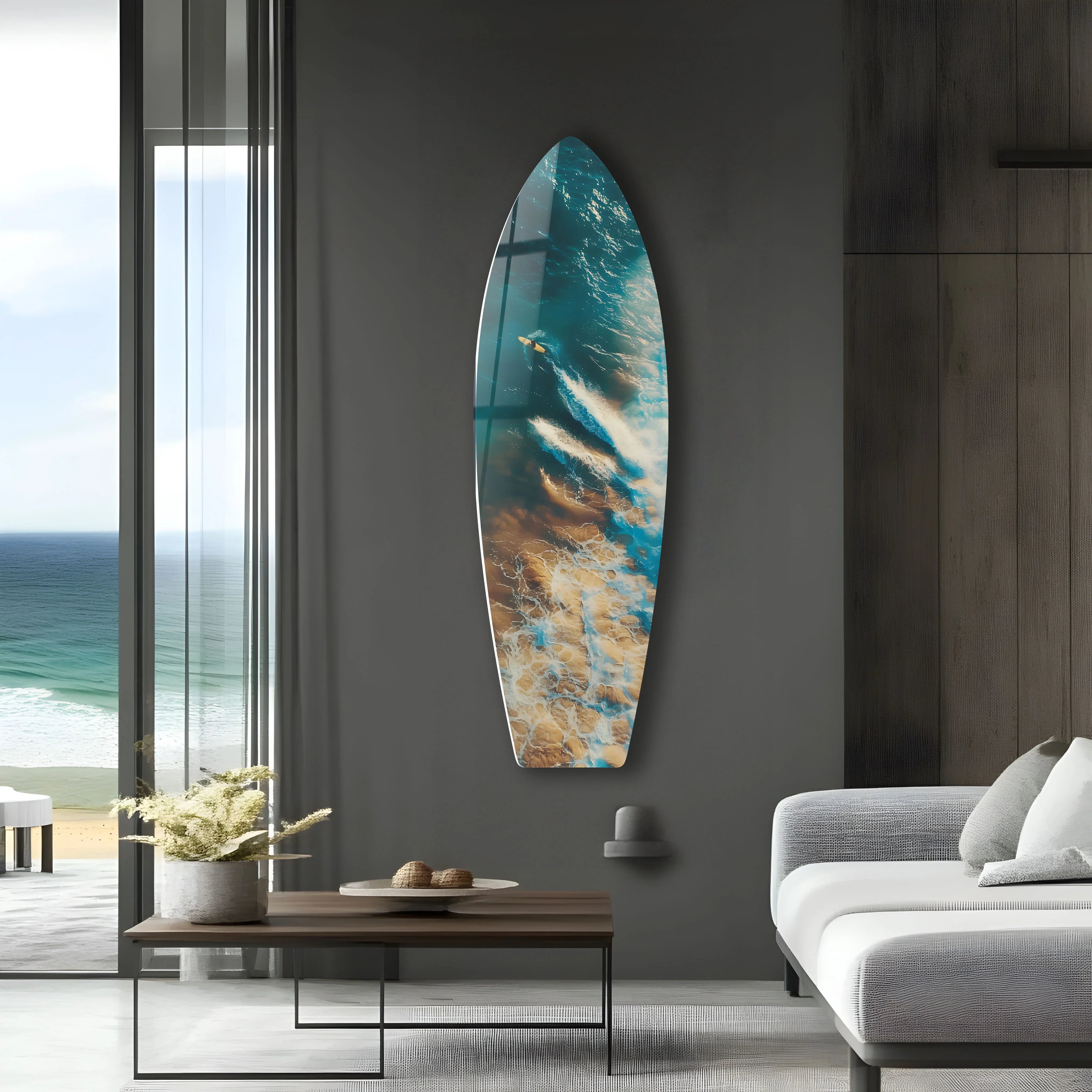 Surfing Waves Glass Wall Art | Ocean-Inspired Decor for Surf