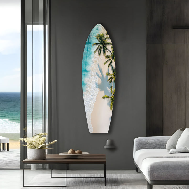 Tropisches Strandparadies Surfbrett Wandkunst 