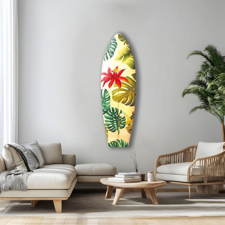 Tropische Blumen Surfbrett Wandkunst