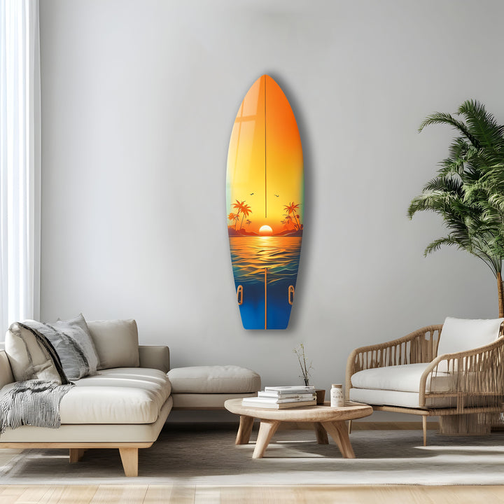 Tropical Sunset Surfboard Wall Art – A Stunning Coastal Masterpiece