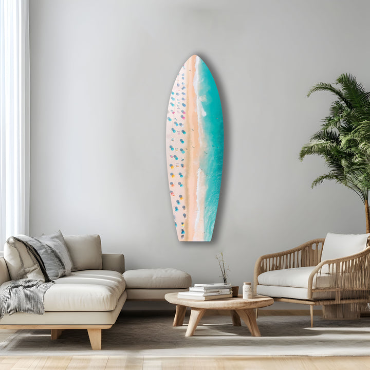 Strand &amp; Sonnenliege Surfbrett Wandkunst 