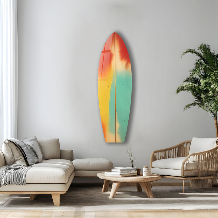 Grün-rote abstrakte Surfbrett-Wandkunst