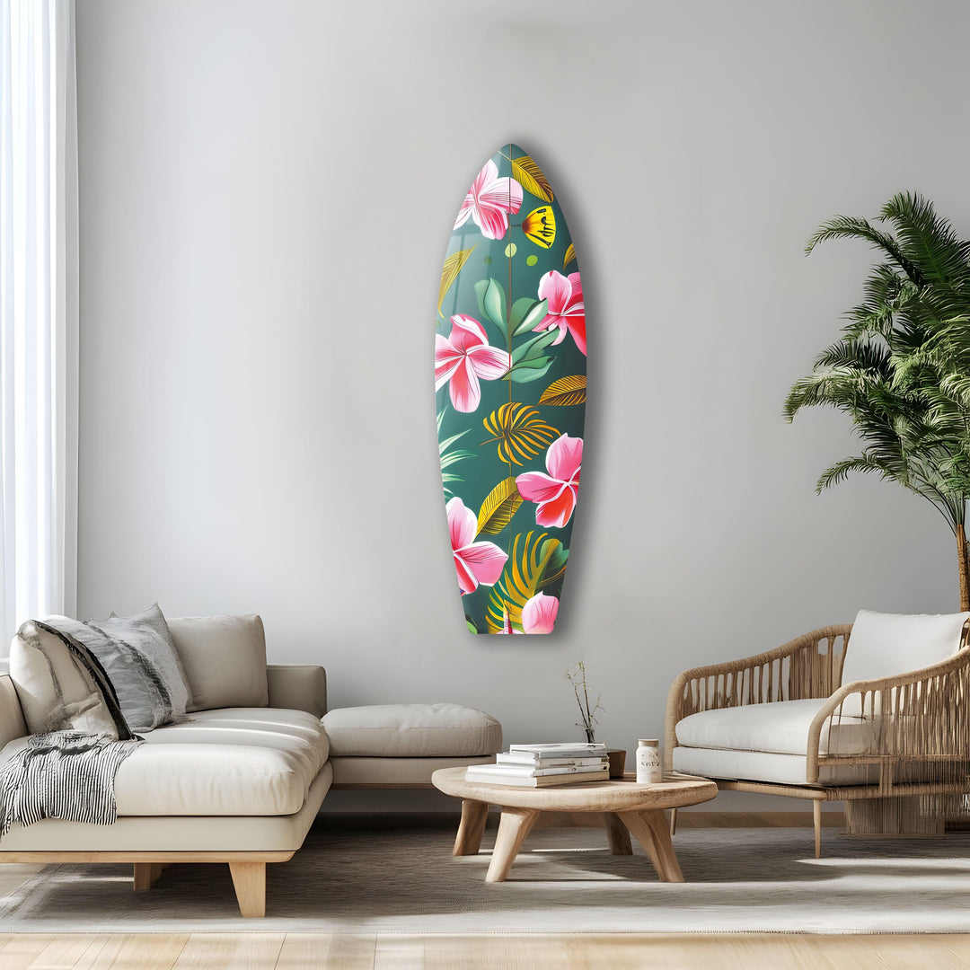 Colored Flowers Surfboard Wall Art