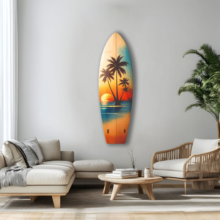 Vintage Palme Surfbrett Wandkunst