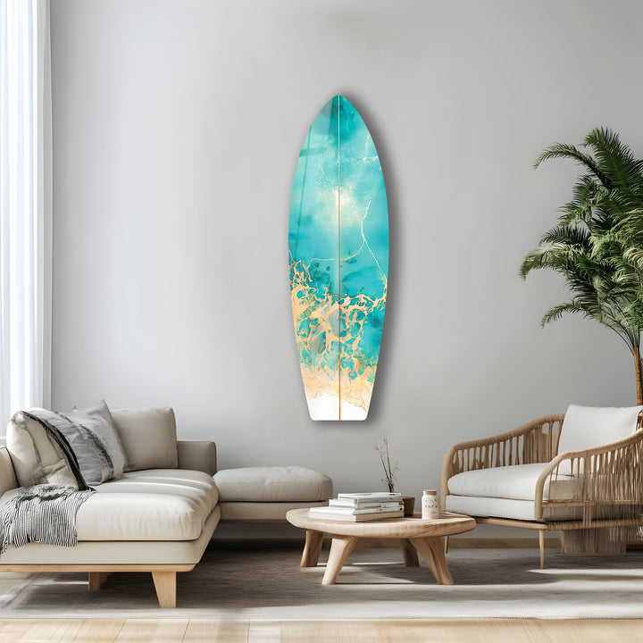 Abstrakte Meereswellen-Surfbrett-Wandkunst