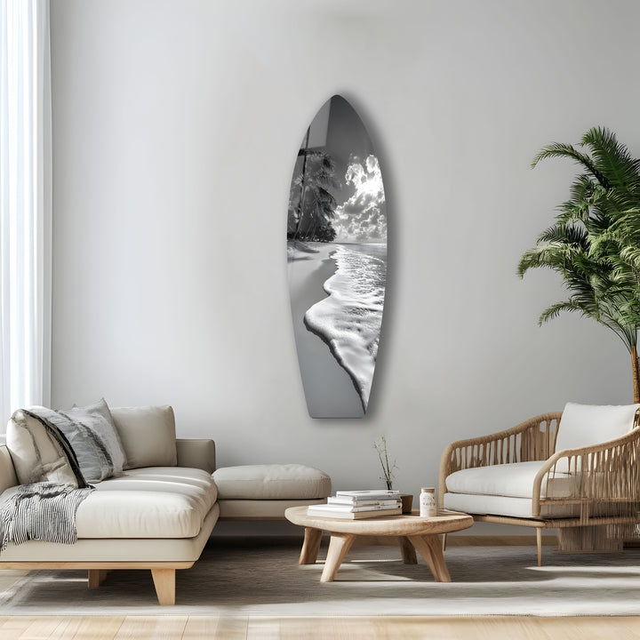Monochrome Paradise Surfboard Wandkunst 