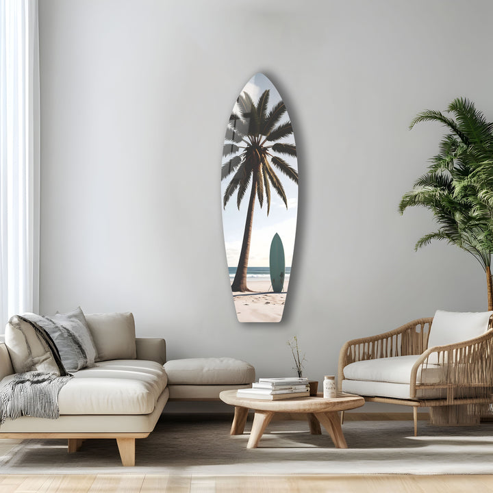Wandkunst mit Palmen-Surfbrett